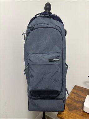 Yonex Men's Blue-Gray Tennis Backpack with Multiple Zip Pockets